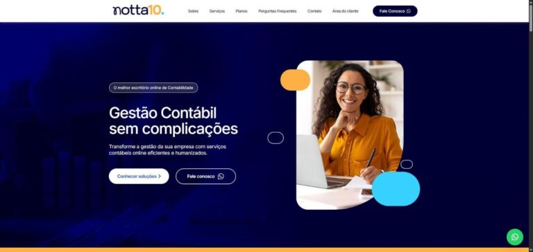 Captura de tela do site institucional da Notta10 Contabilidade